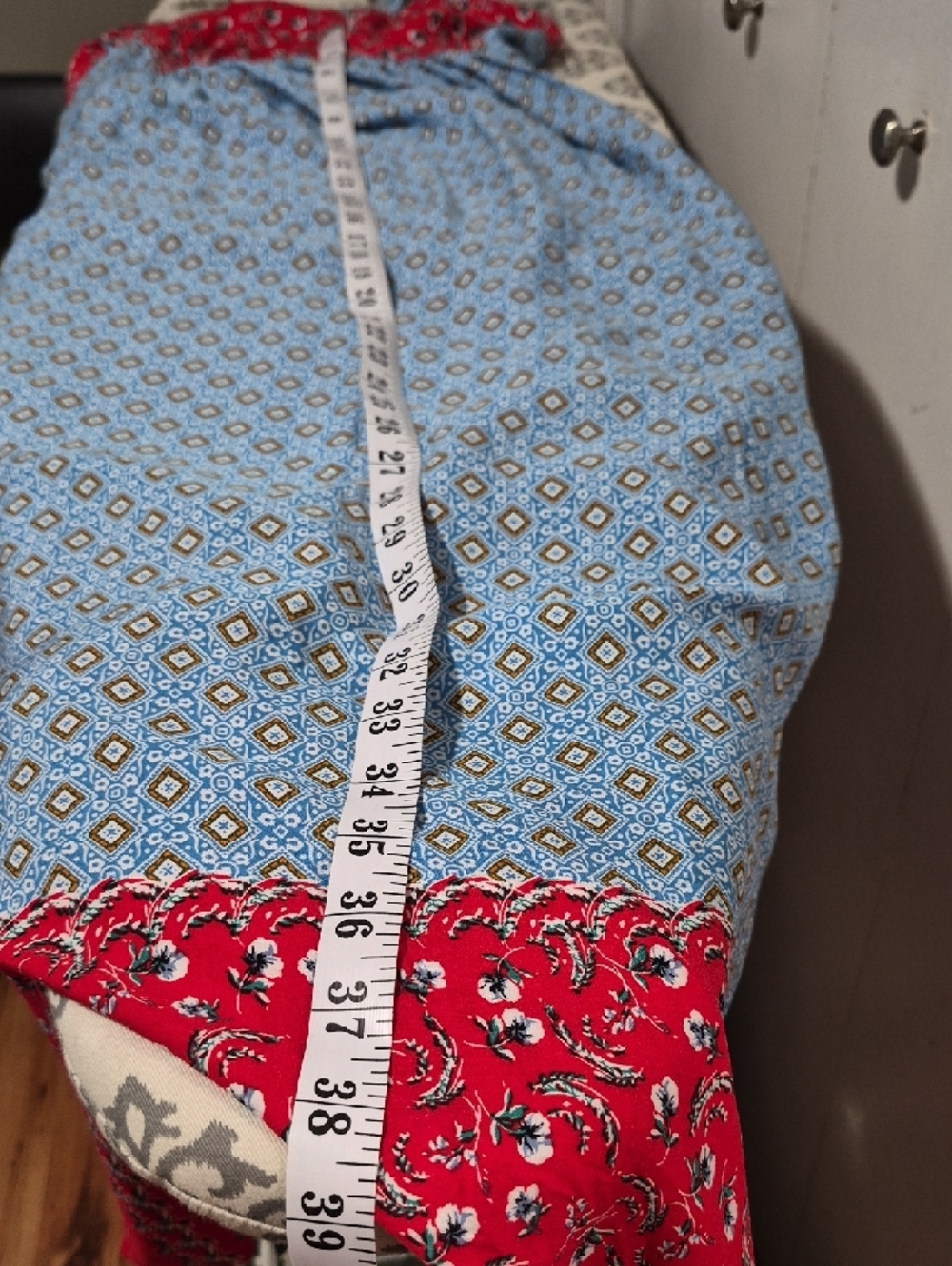 V-Neck Halter Maxi Dress in Red and Light Blue - Picture 9 of 9